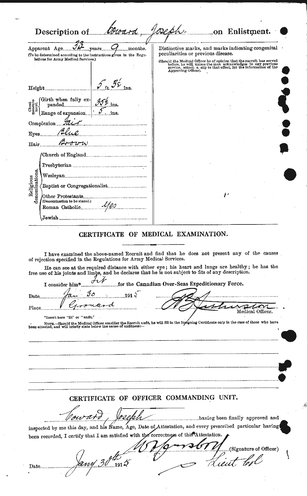 Dossiers du Personnel de la Première Guerre mondiale - CEC 057932b