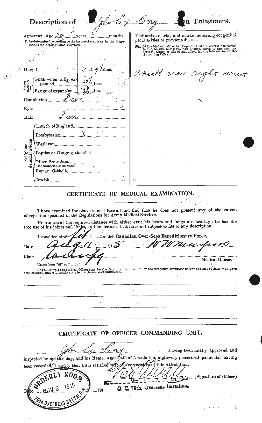 Dossiers du Personnel de la Première Guerre mondiale - CEC 058082b