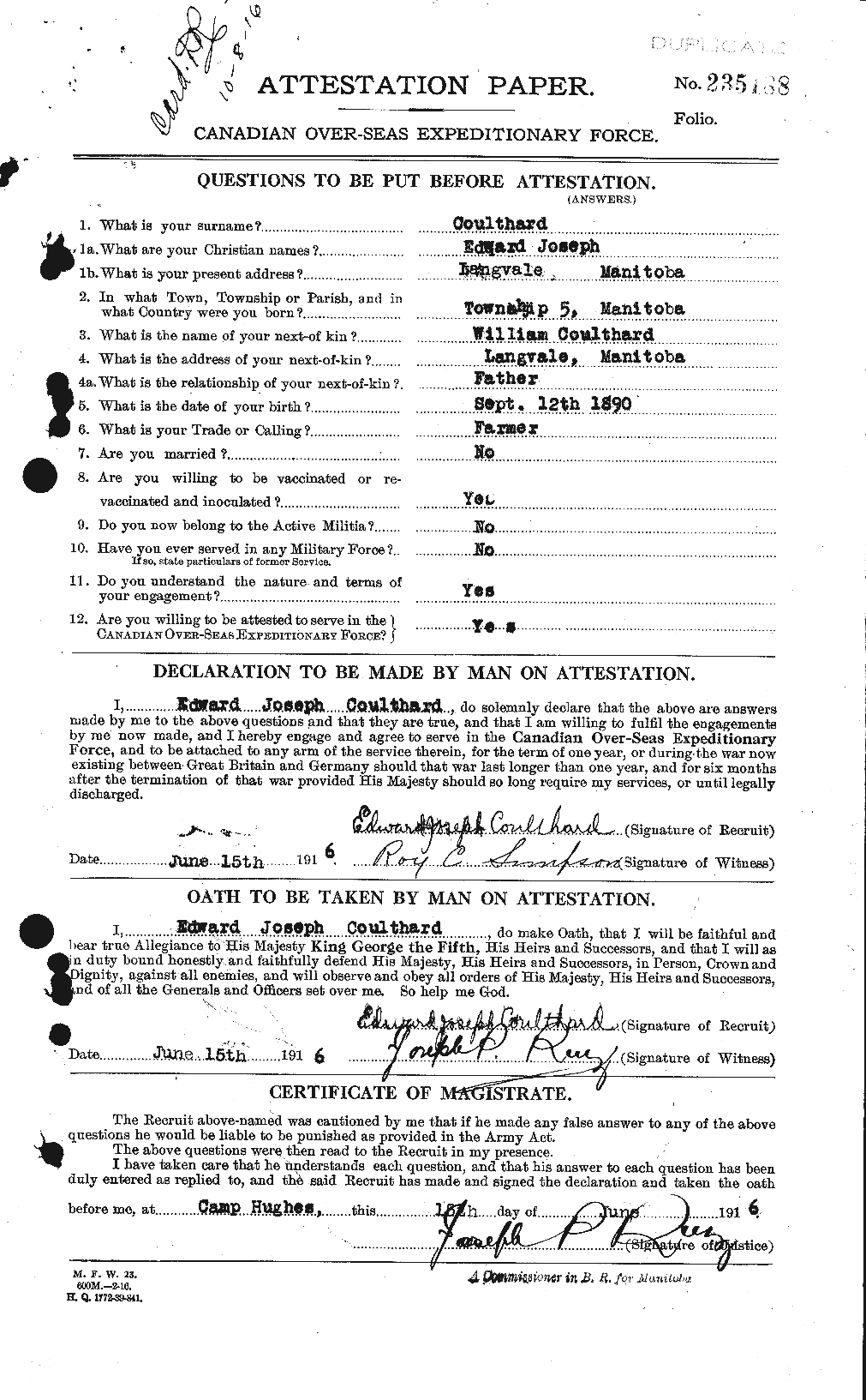 Personnel Records of the First World War - CEF 058108a