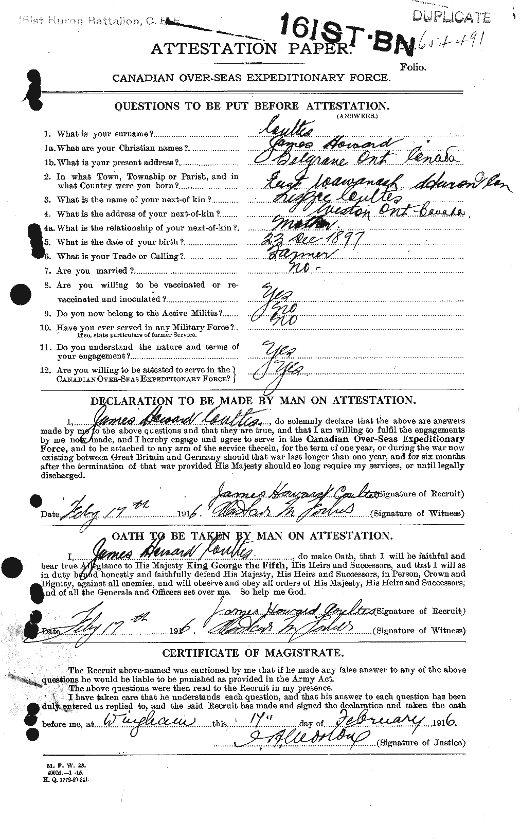 Personnel Records of the First World War - CEF 058113a