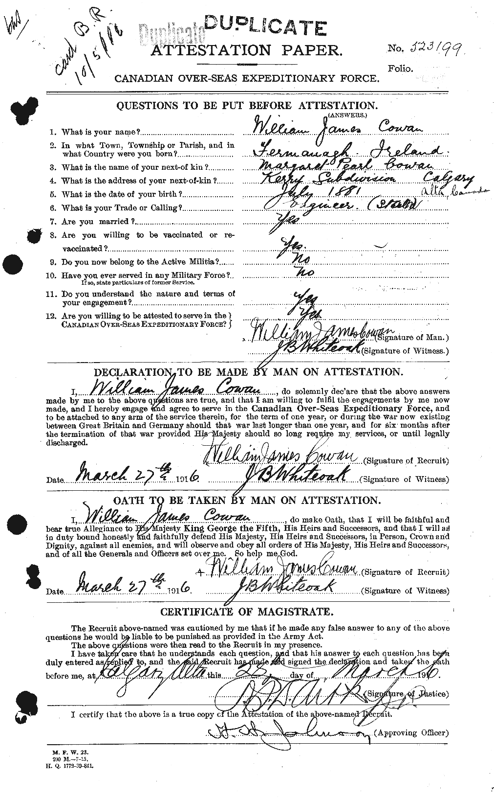 Personnel Records of the First World War - CEF 058287a