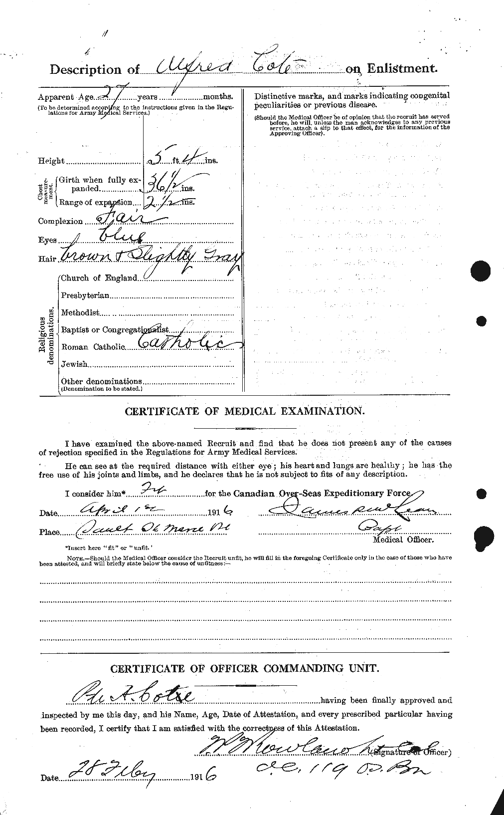 Dossiers du Personnel de la Première Guerre mondiale - CEC 058854b