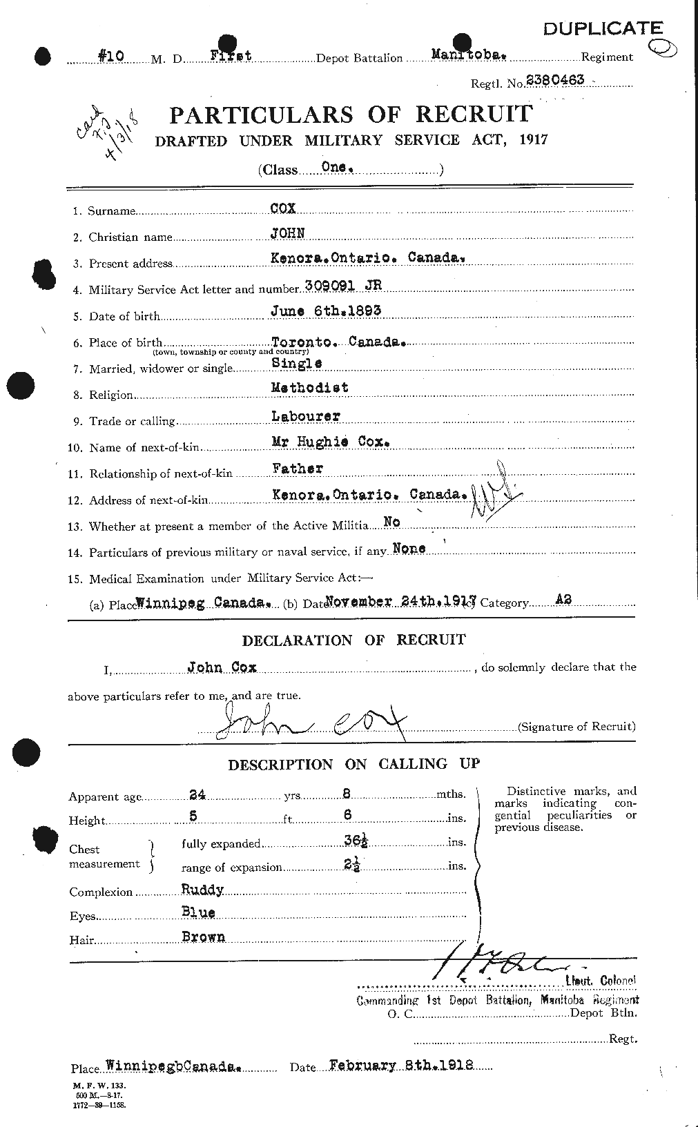Personnel Records of the First World War - CEF 058964a