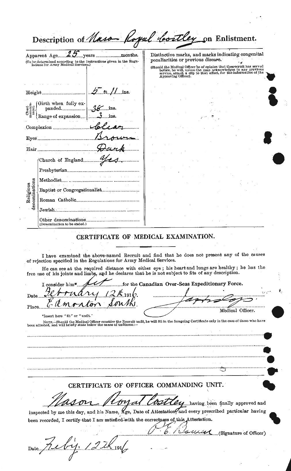 Dossiers du Personnel de la Première Guerre mondiale - CEC 059074b
