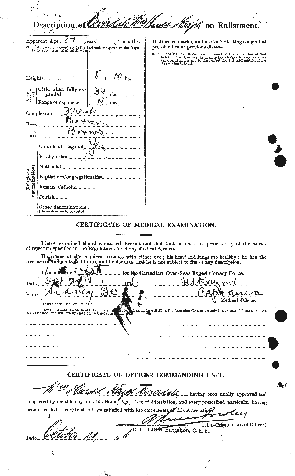 Dossiers du Personnel de la Première Guerre mondiale - CEC 059291b