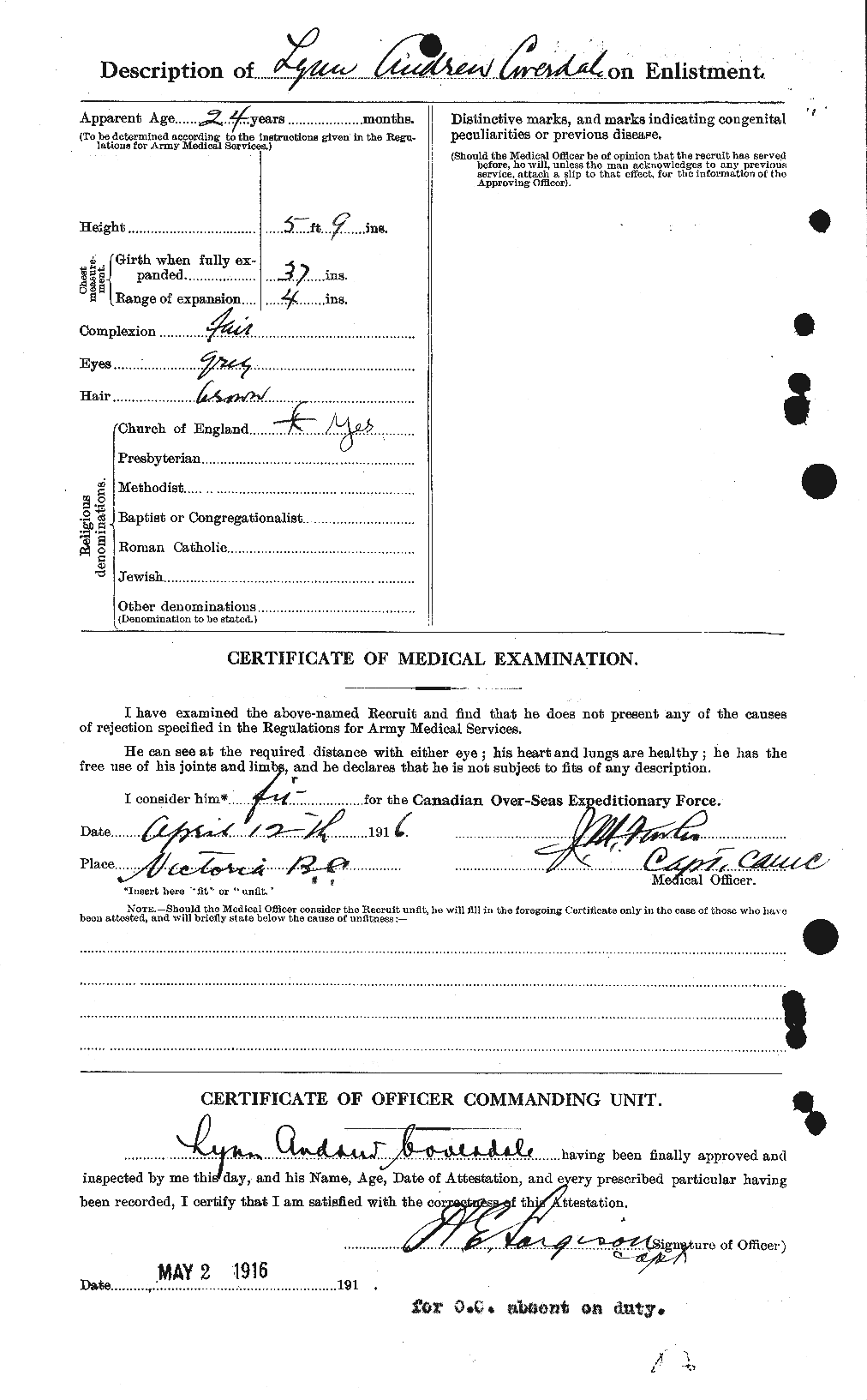 Dossiers du Personnel de la Première Guerre mondiale - CEC 059455b