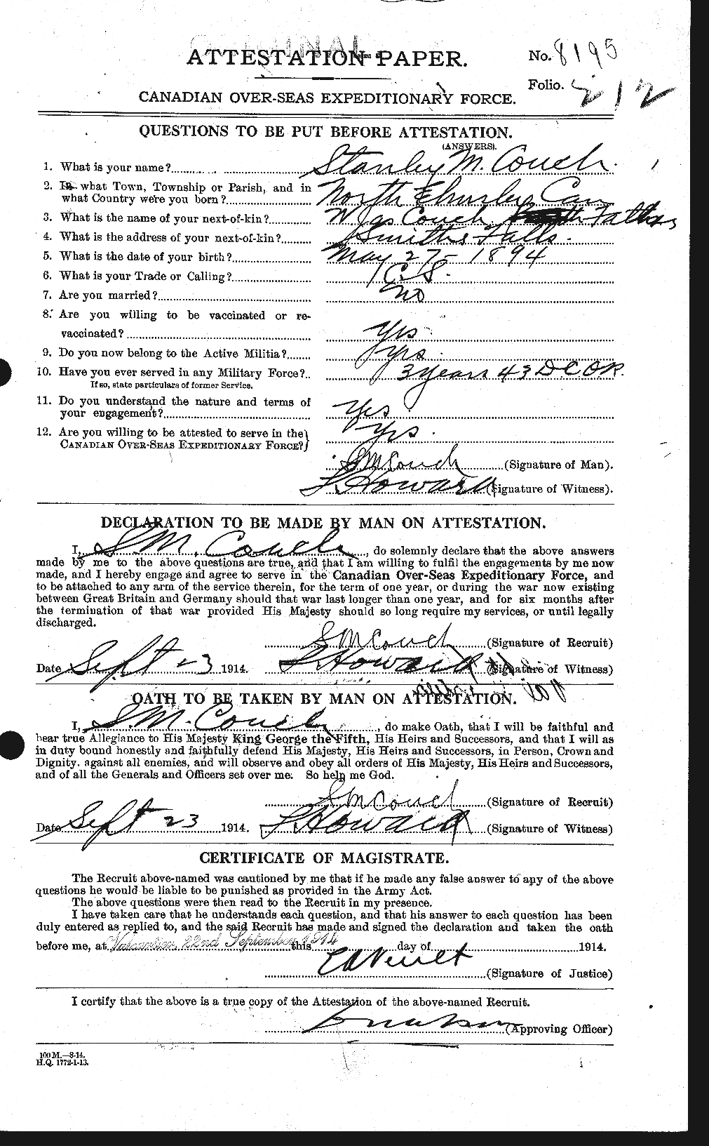 Personnel Records of the First World War - CEF 059516a