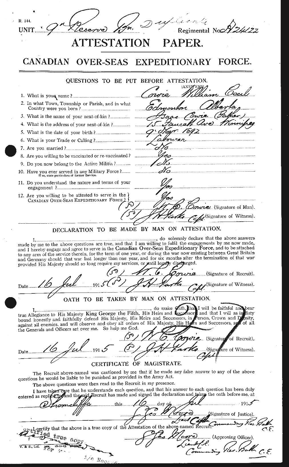 Personnel Records of the First World War - CEF 059862a