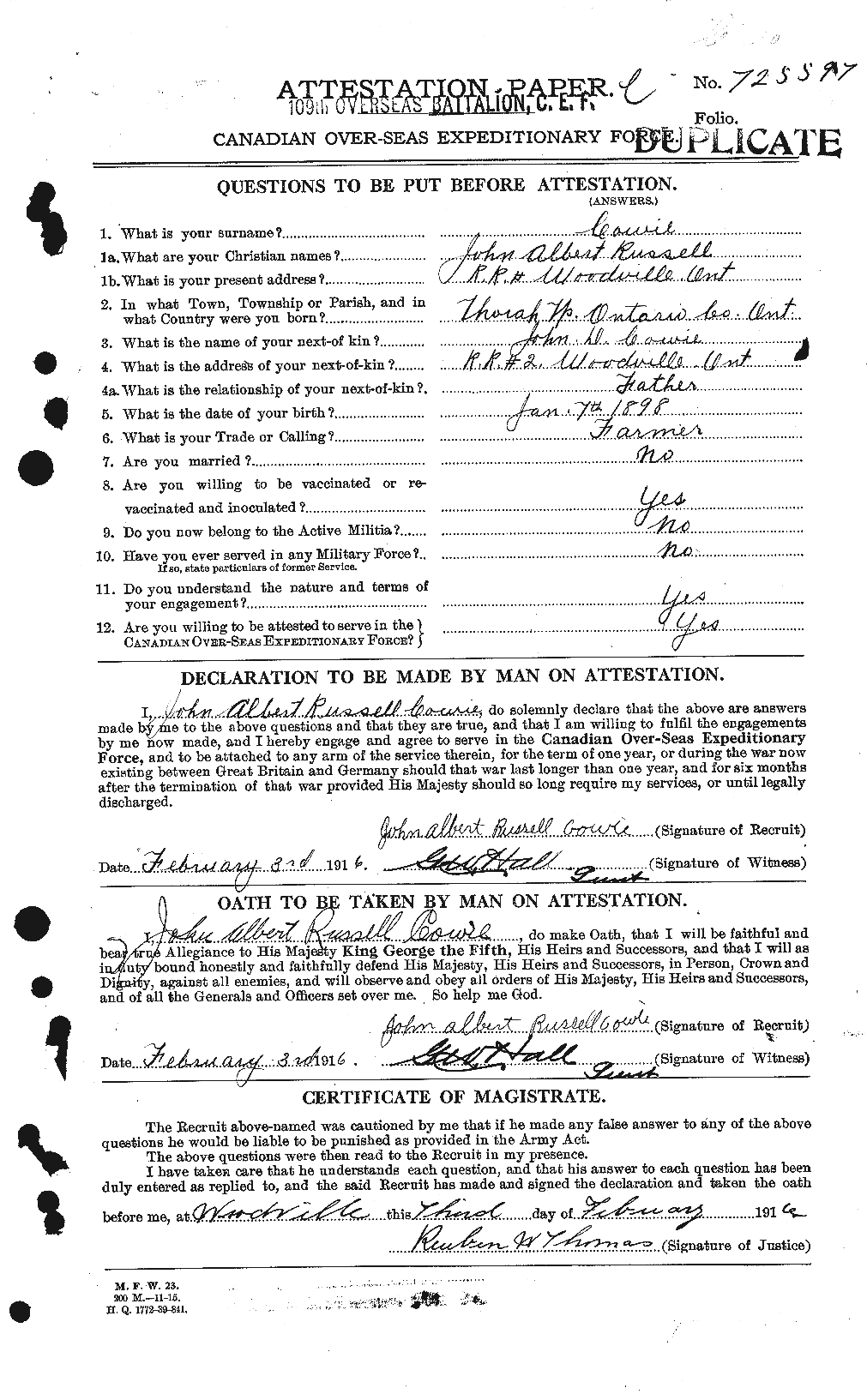 Personnel Records of the First World War - CEF 060006a