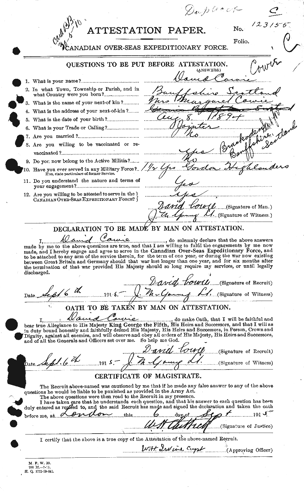 Personnel Records of the First World War - CEF 060026a