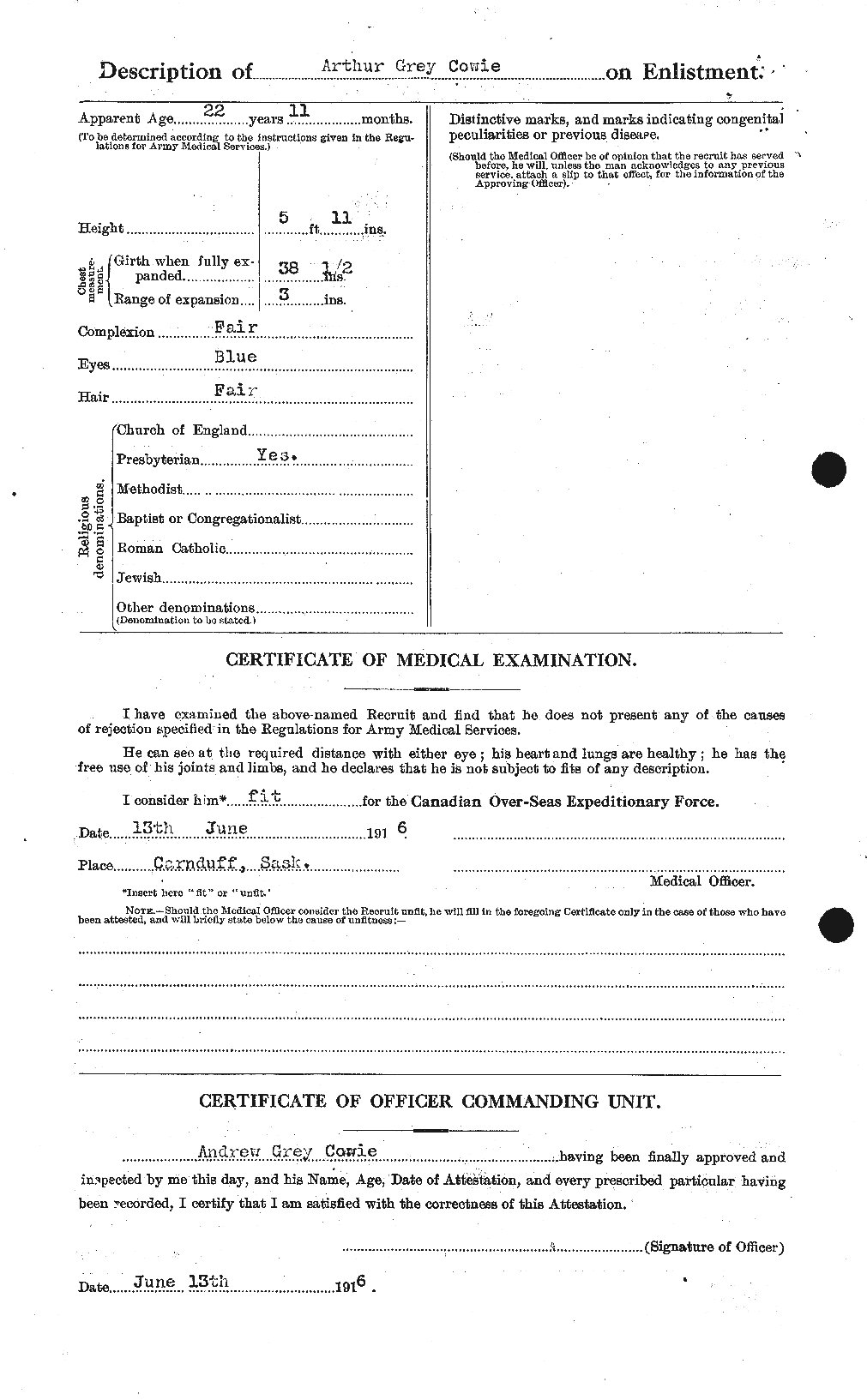 Dossiers du Personnel de la Première Guerre mondiale - CEC 060035b