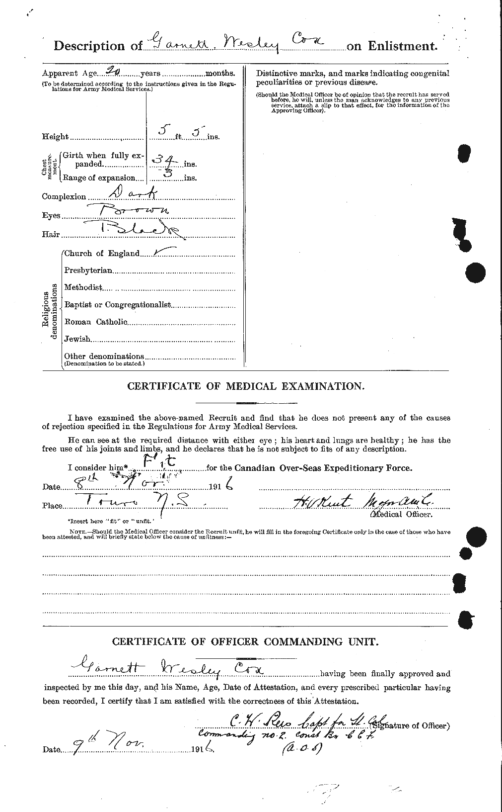 Dossiers du Personnel de la Première Guerre mondiale - CEC 060210b
