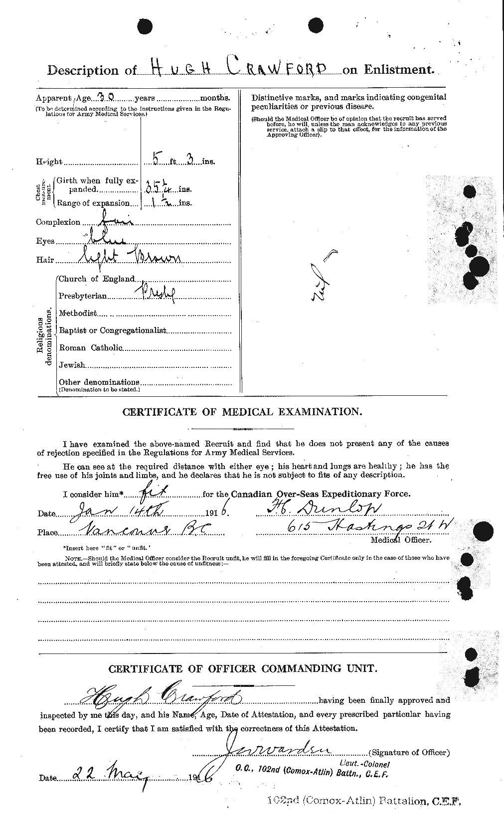 Dossiers du Personnel de la Première Guerre mondiale - CEC 060559b