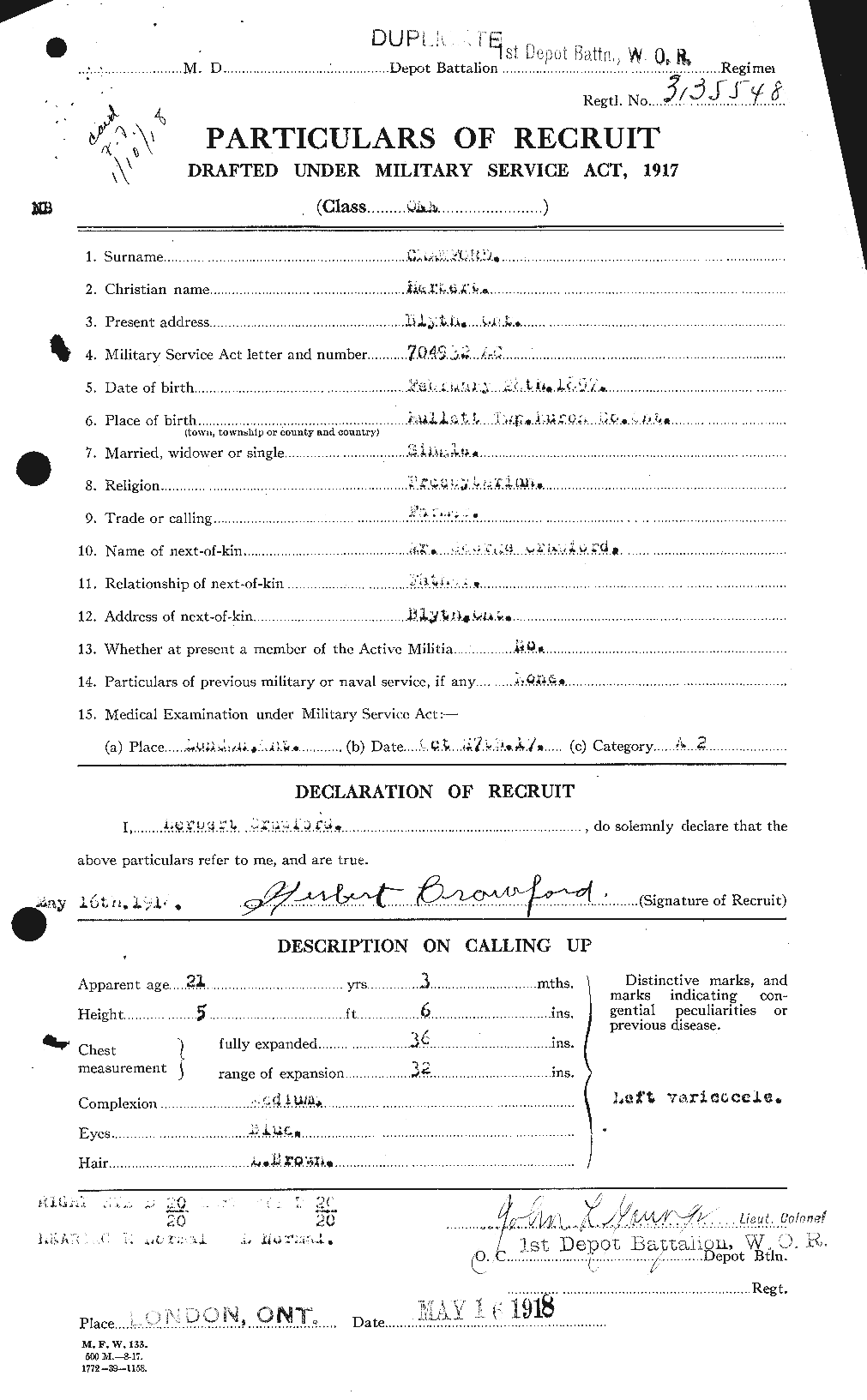 Personnel Records of the First World War - CEF 060568a