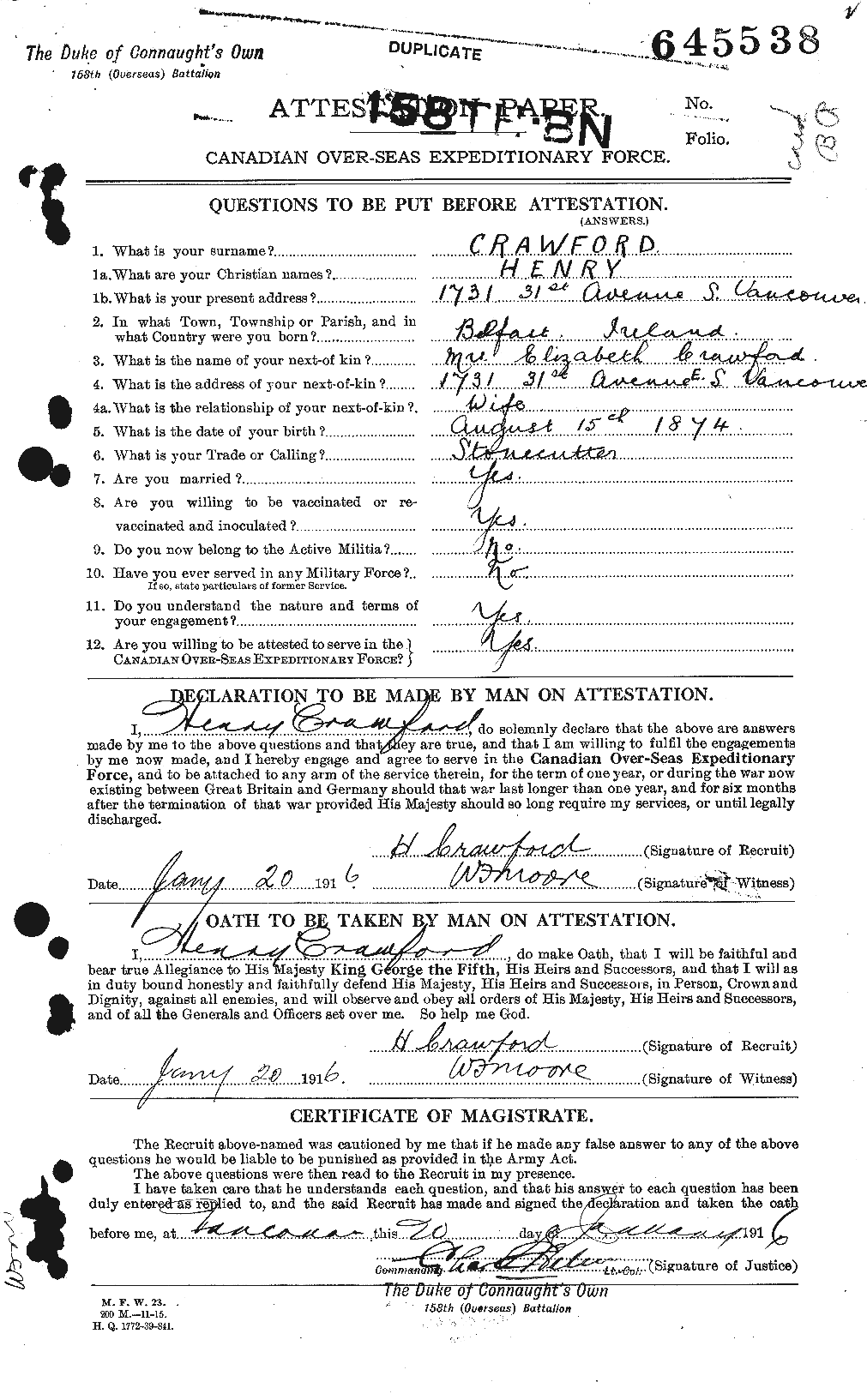 Personnel Records of the First World War - CEF 060572a