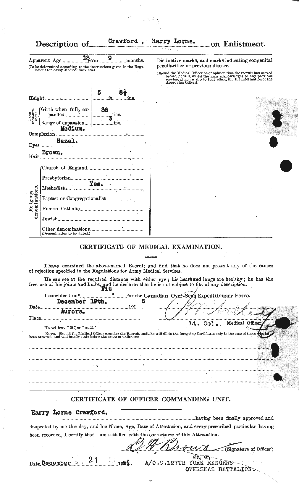 Dossiers du Personnel de la Première Guerre mondiale - CEC 060577b