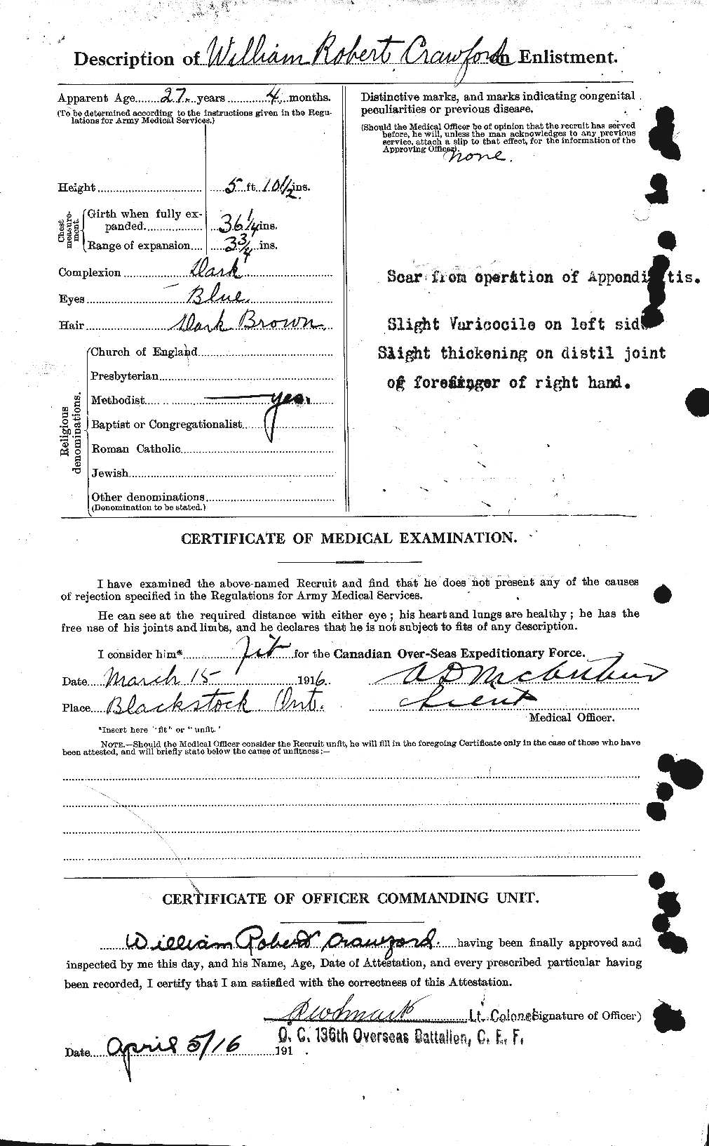 Dossiers du Personnel de la Première Guerre mondiale - CEC 060686b