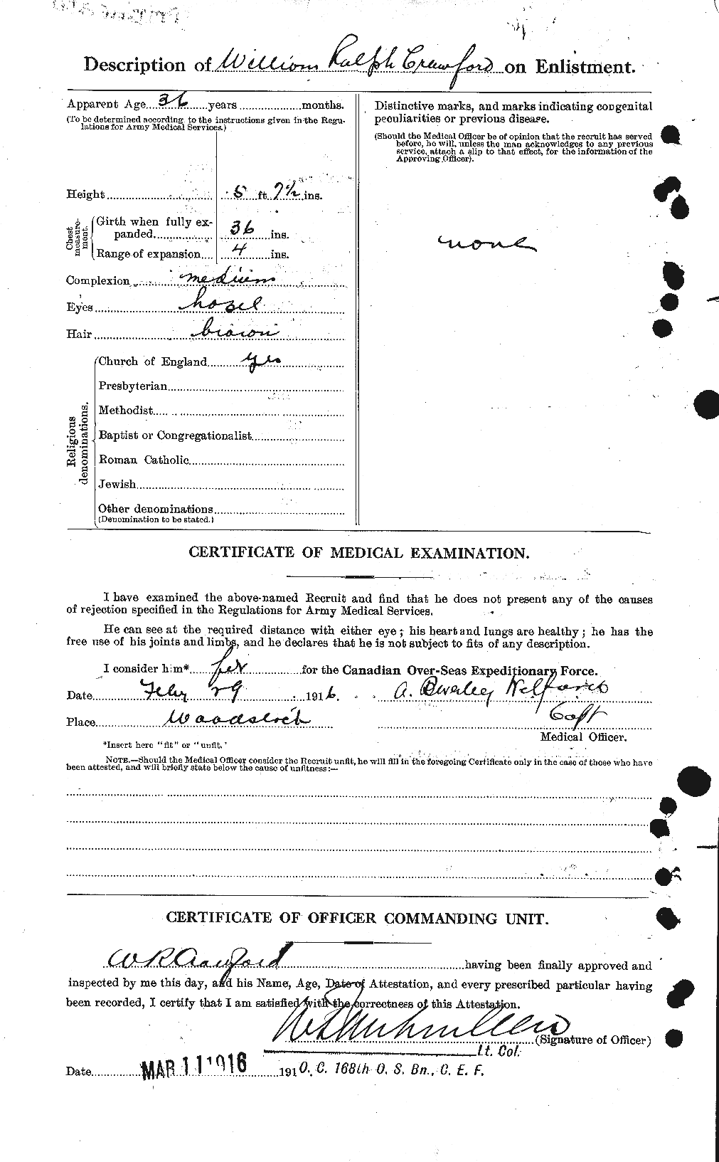 Dossiers du Personnel de la Première Guerre mondiale - CEC 060687b
