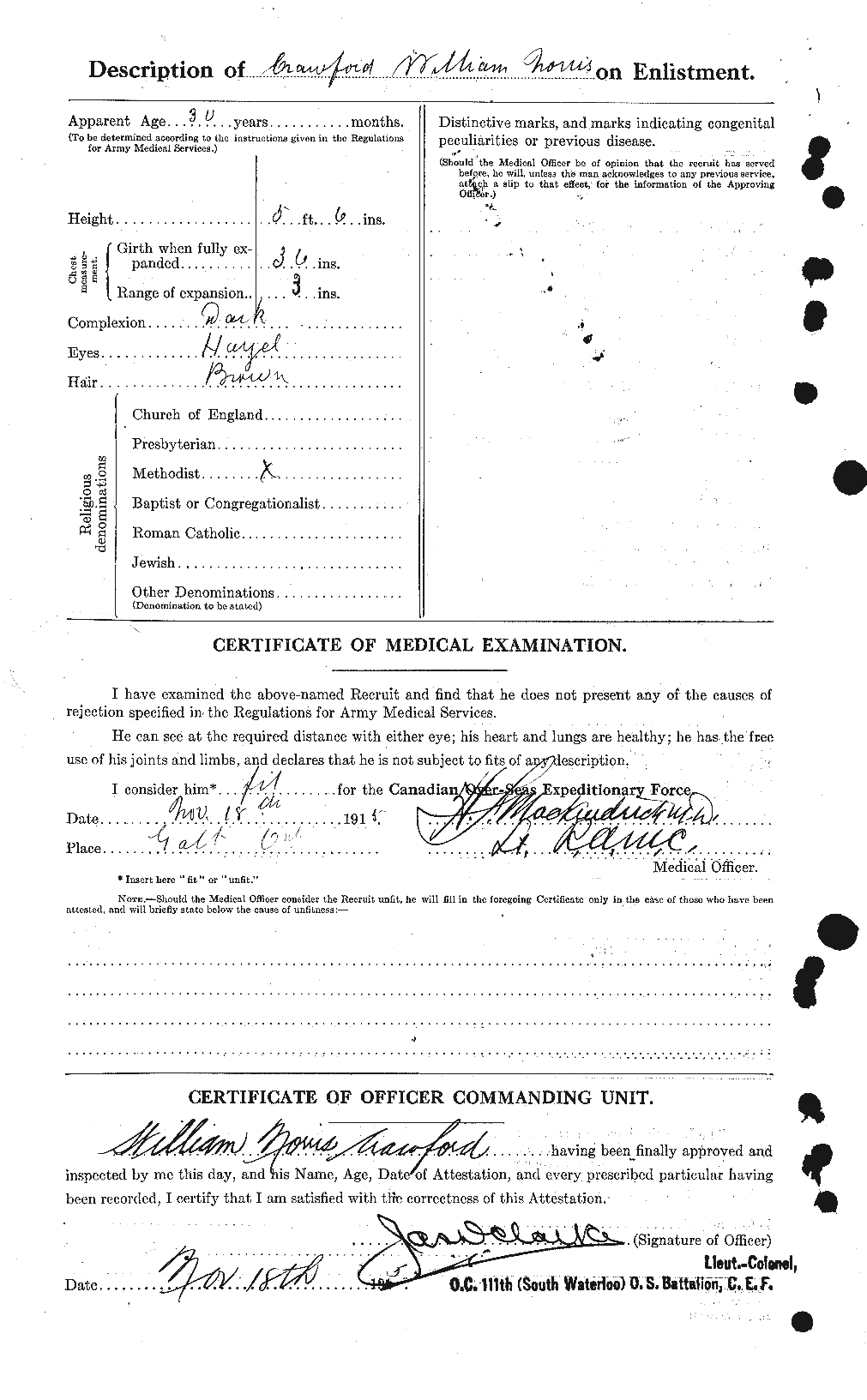Dossiers du Personnel de la Première Guerre mondiale - CEC 060689b