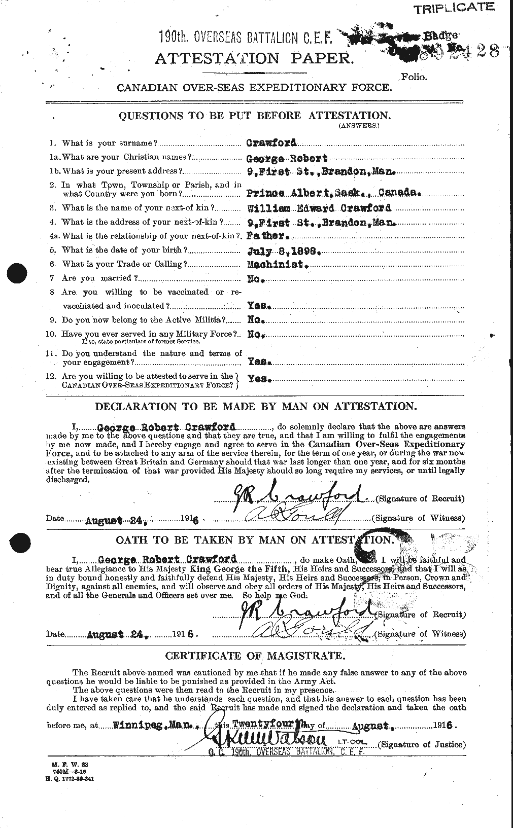 Personnel Records of the First World War - CEF 060704a