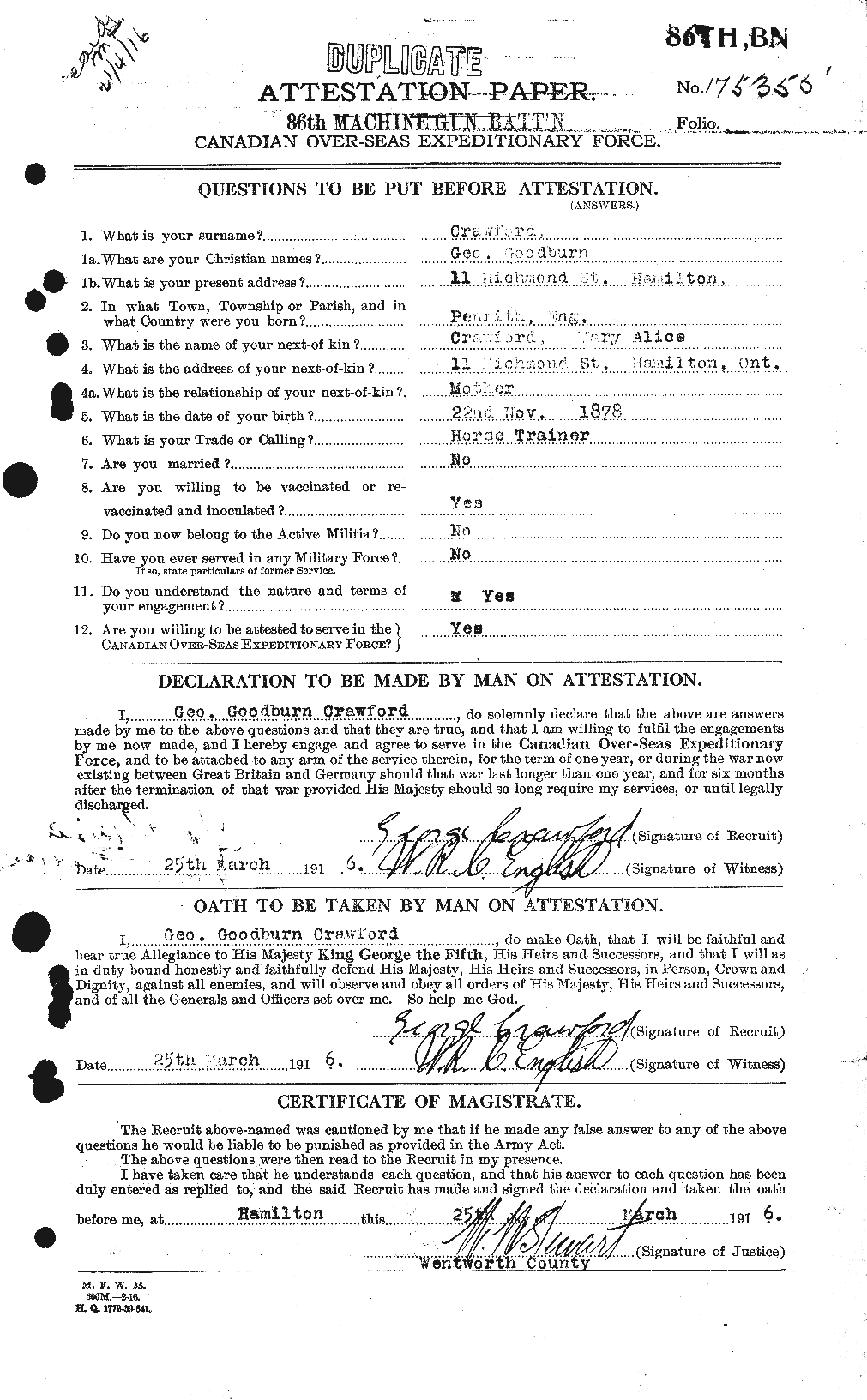 Personnel Records of the First World War - CEF 060705a