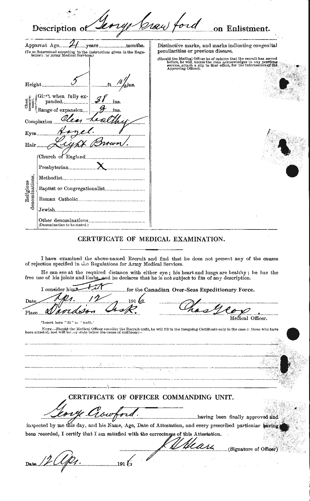 Dossiers du Personnel de la Première Guerre mondiale - CEC 060712b