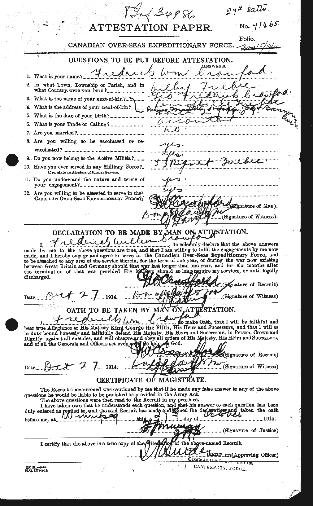 Personnel Records of the First World War - CEF 060721a