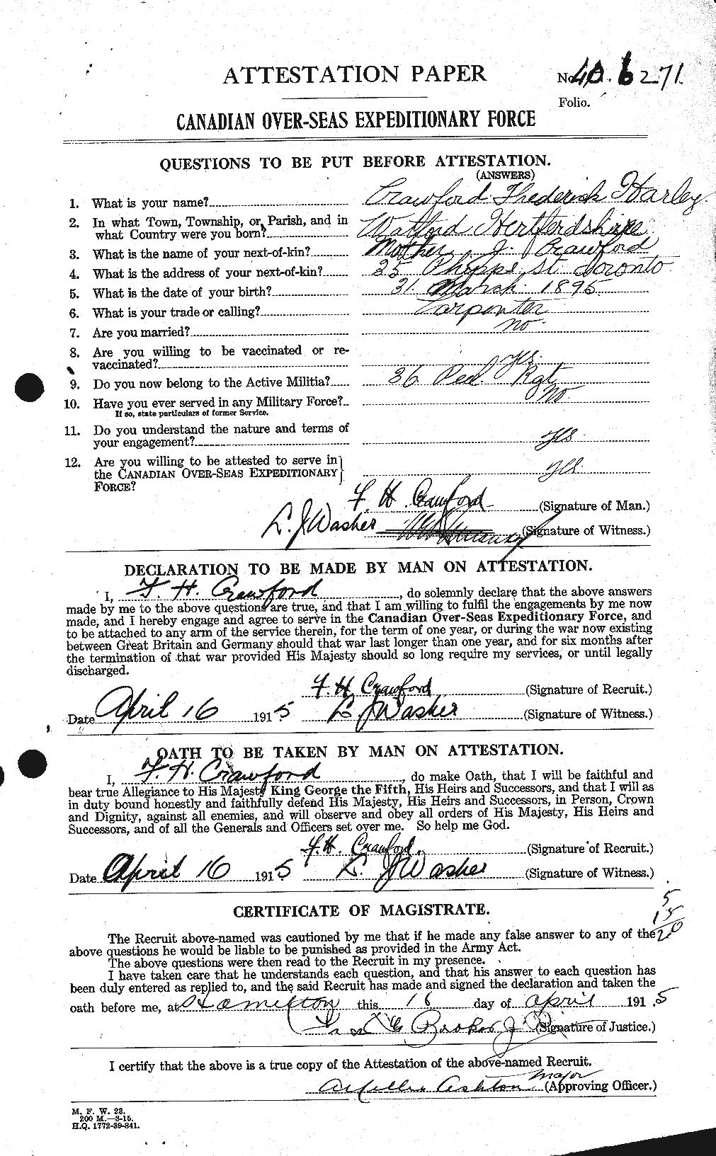 Personnel Records of the First World War - CEF 060724a