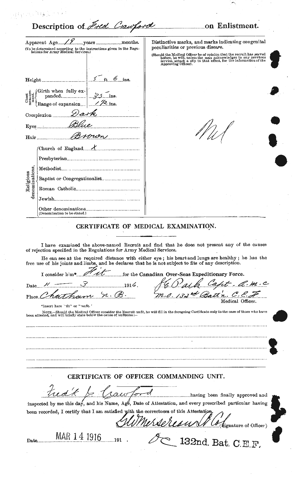 Dossiers du Personnel de la Première Guerre mondiale - CEC 060726b
