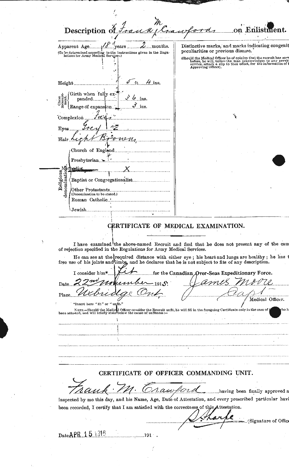 Dossiers du Personnel de la Première Guerre mondiale - CEC 060735b