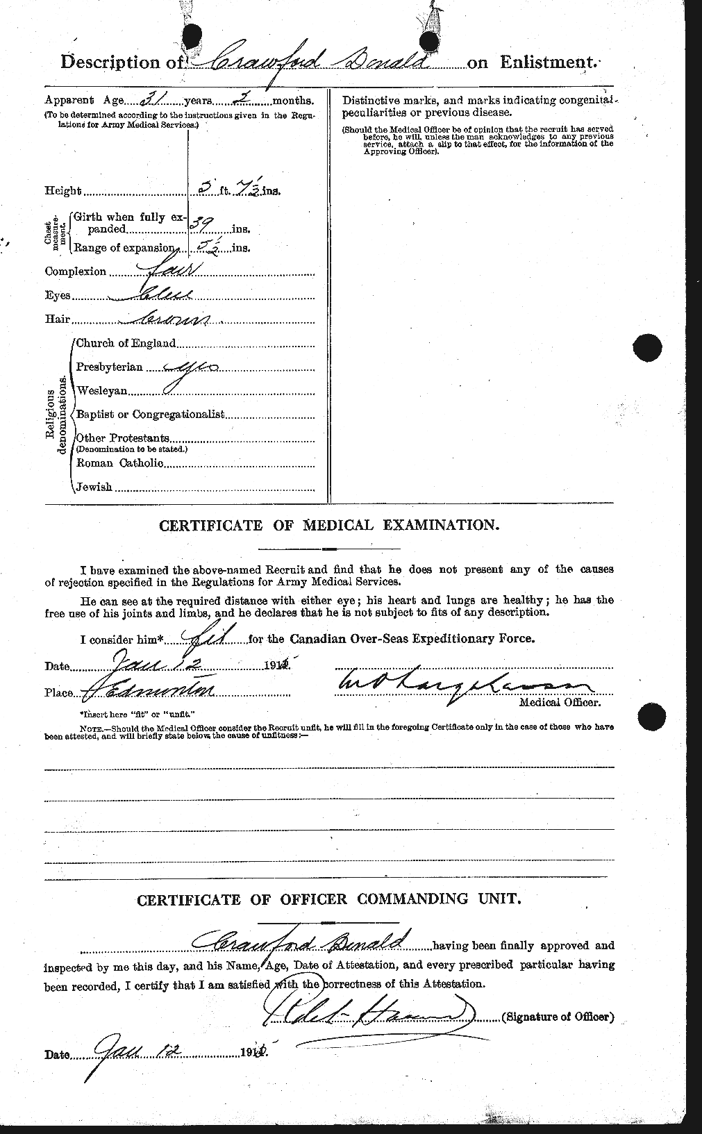 Dossiers du Personnel de la Première Guerre mondiale - CEC 060812b