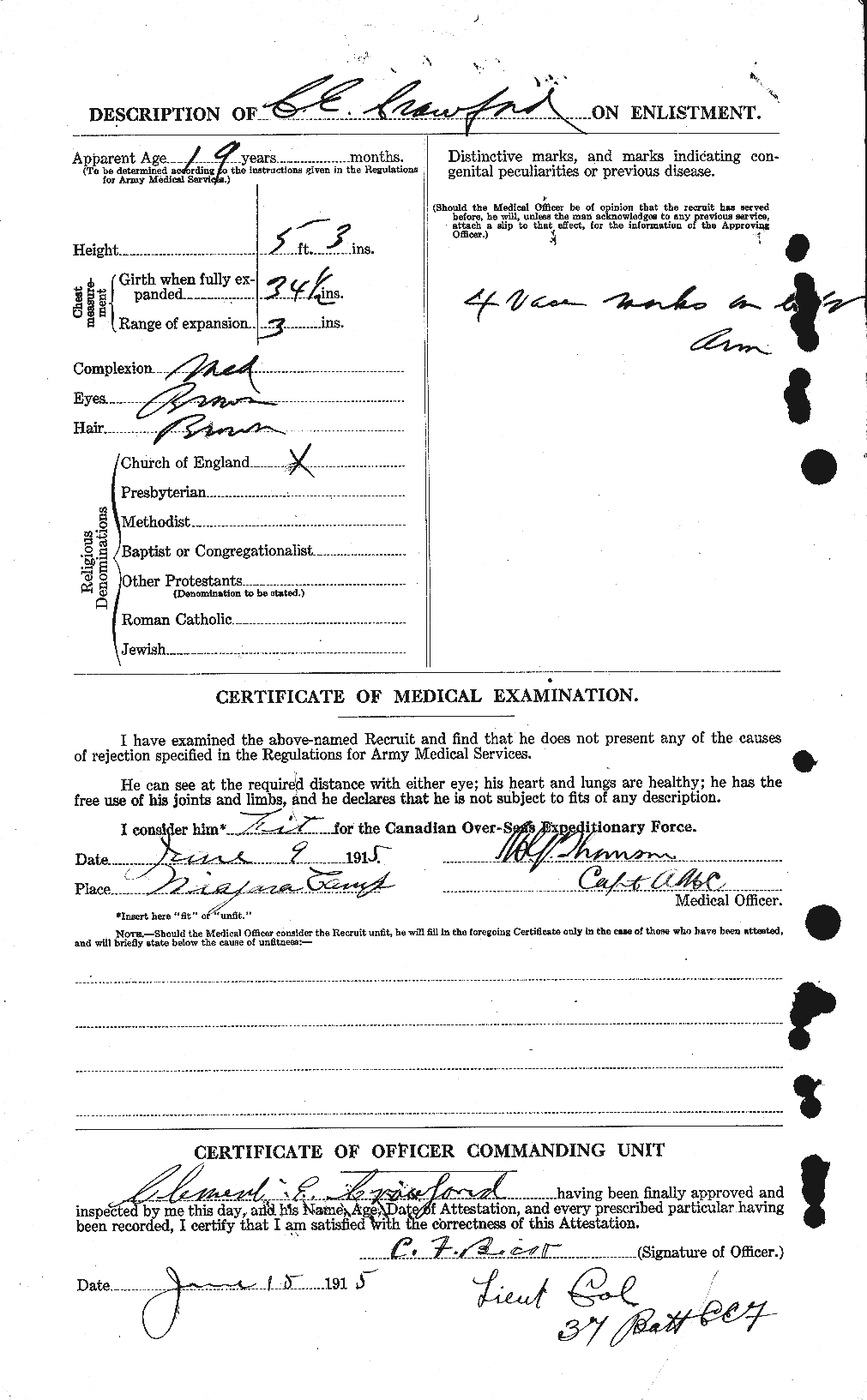 Dossiers du Personnel de la Première Guerre mondiale - CEC 060829b