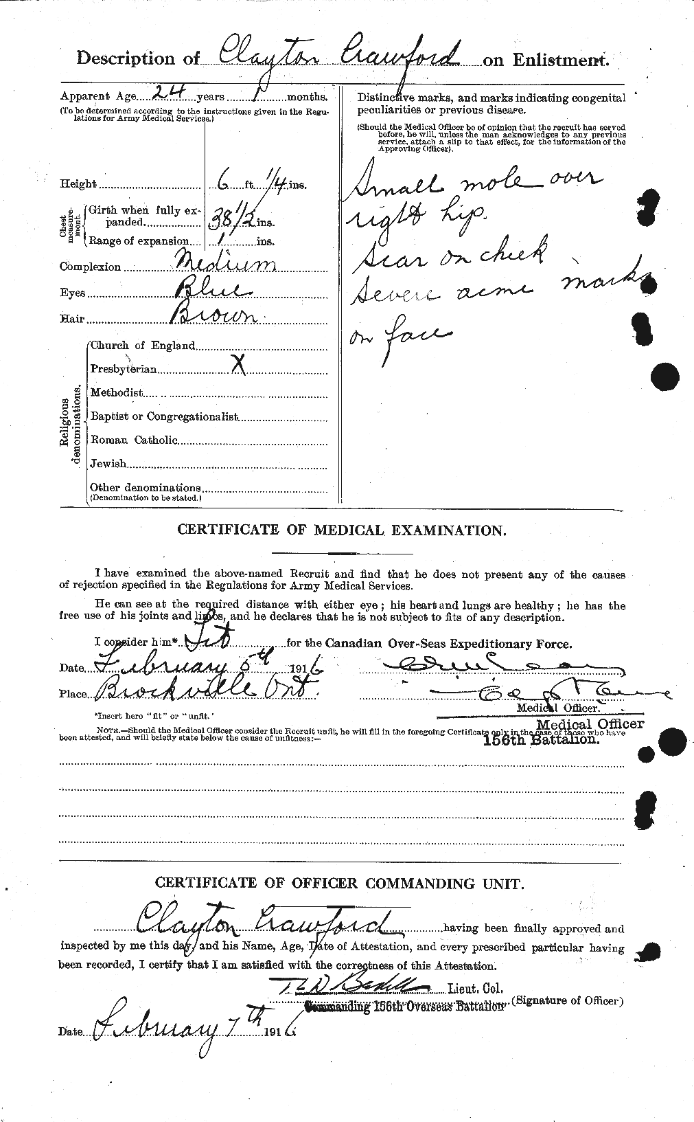 Dossiers du Personnel de la Première Guerre mondiale - CEC 060831b
