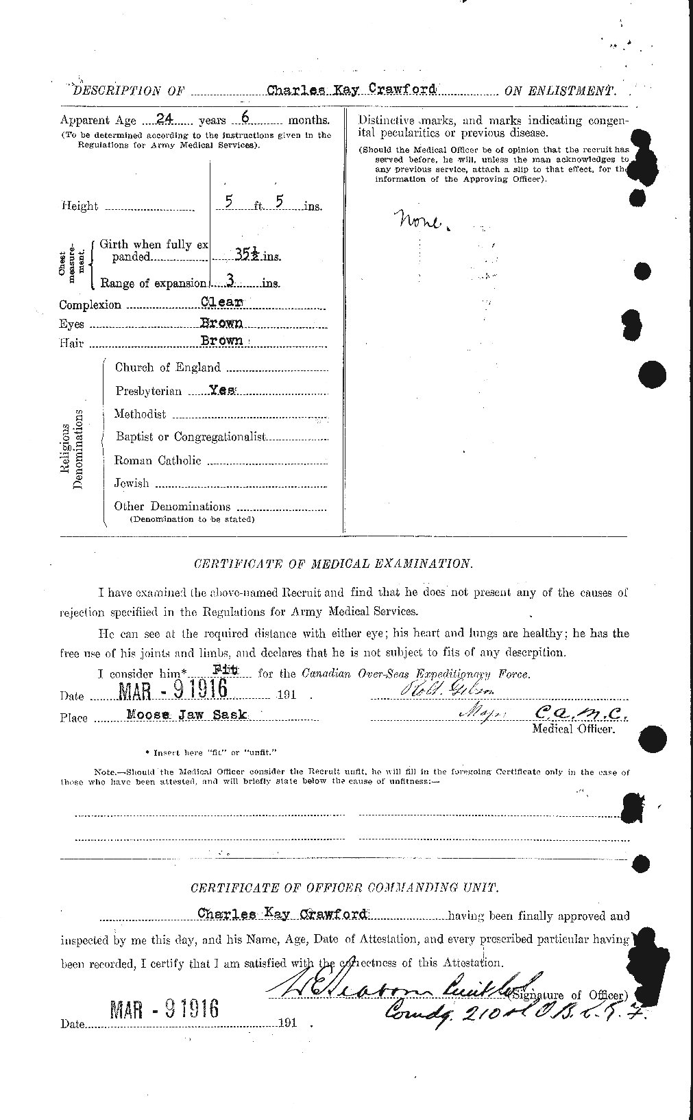 Dossiers du Personnel de la Première Guerre mondiale - CEC 060838b
