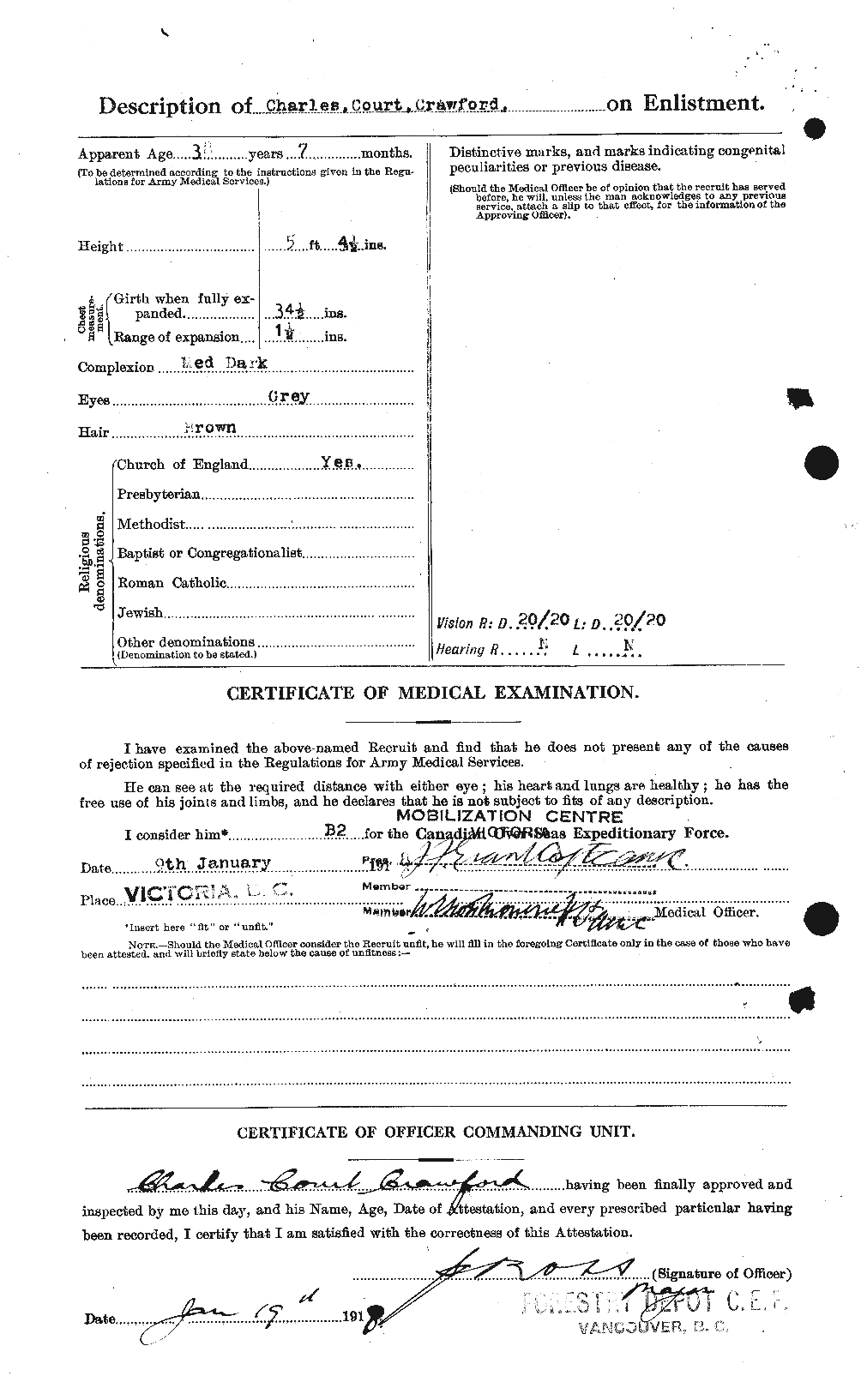 Dossiers du Personnel de la Première Guerre mondiale - CEC 060842b