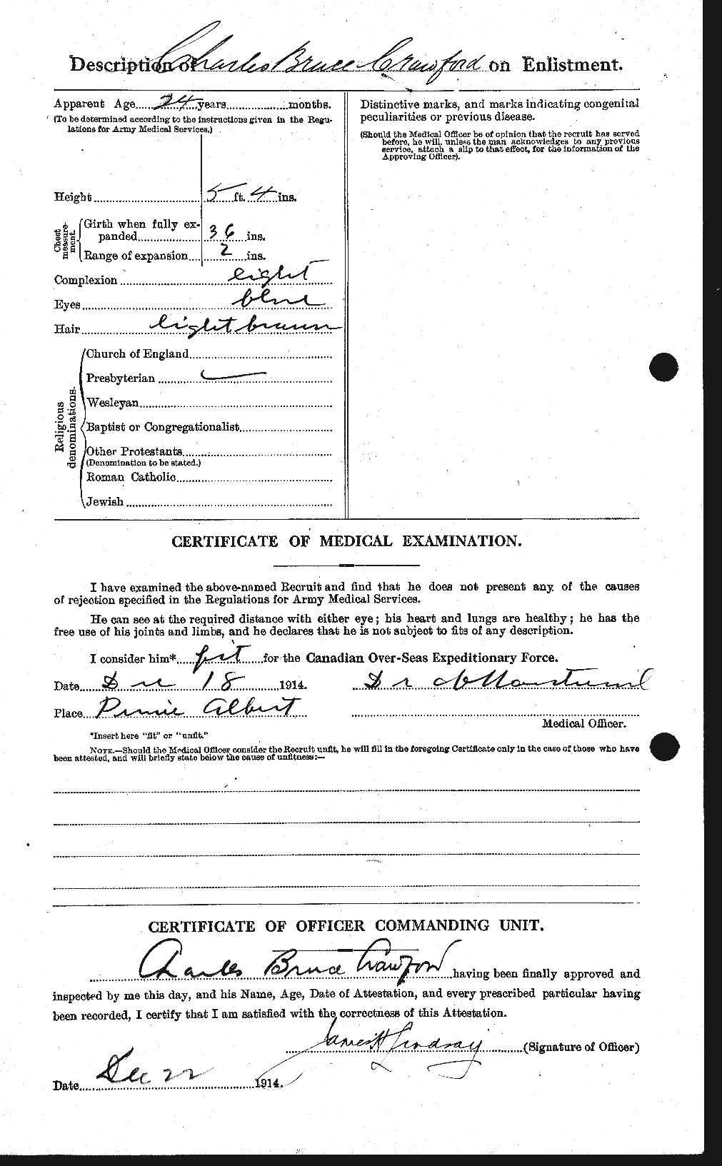 Dossiers du Personnel de la Première Guerre mondiale - CEC 060845b