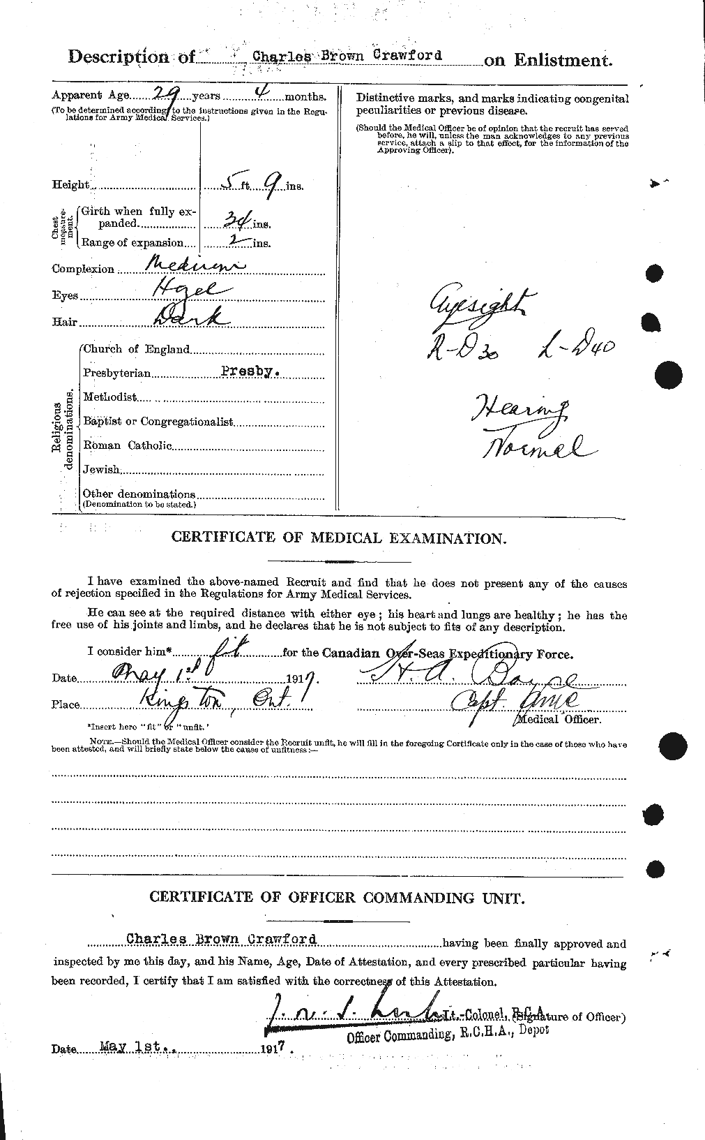 Dossiers du Personnel de la Première Guerre mondiale - CEC 060846b