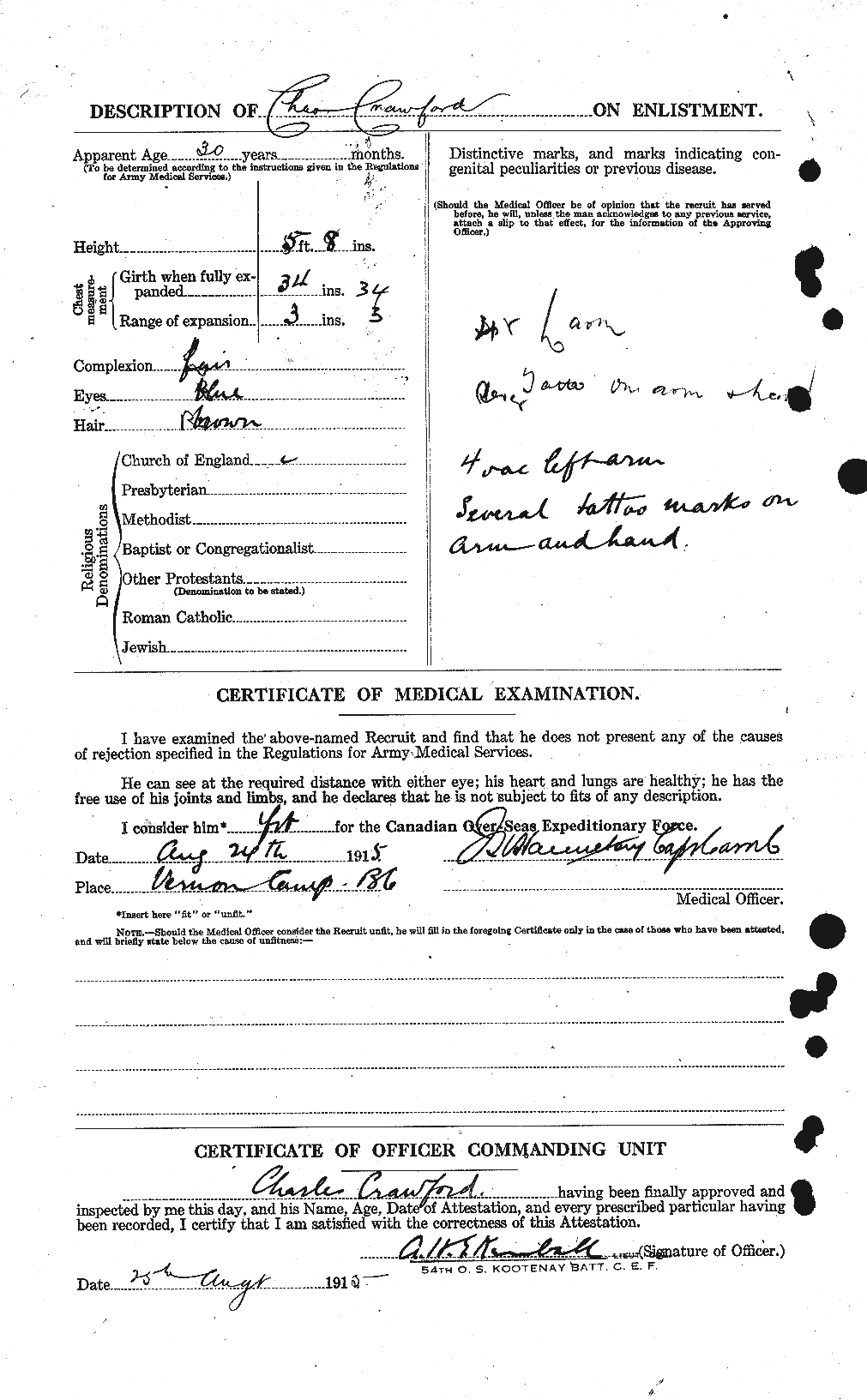 Dossiers du Personnel de la Première Guerre mondiale - CEC 060854b