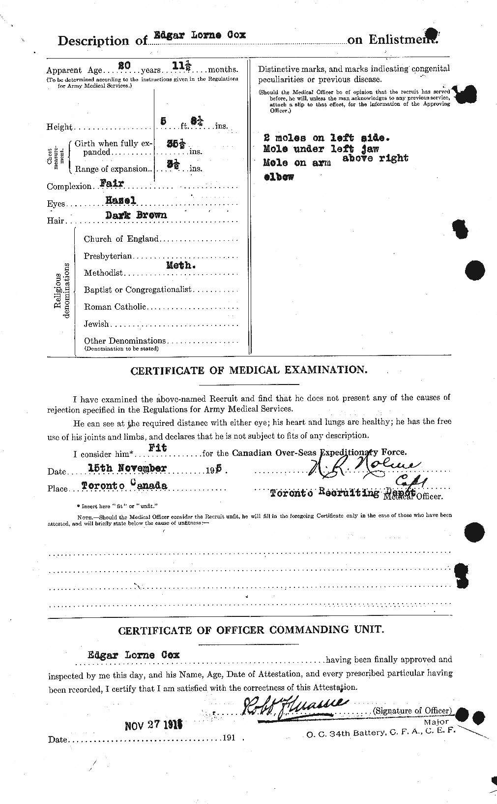 Dossiers du Personnel de la Première Guerre mondiale - CEC 060888b