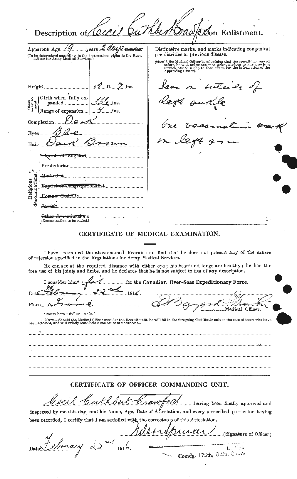 Dossiers du Personnel de la Première Guerre mondiale - CEC 060914b
