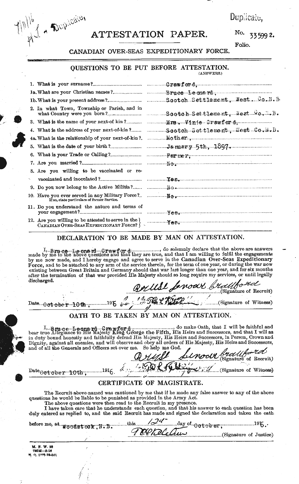 Personnel Records of the First World War - CEF 060916a