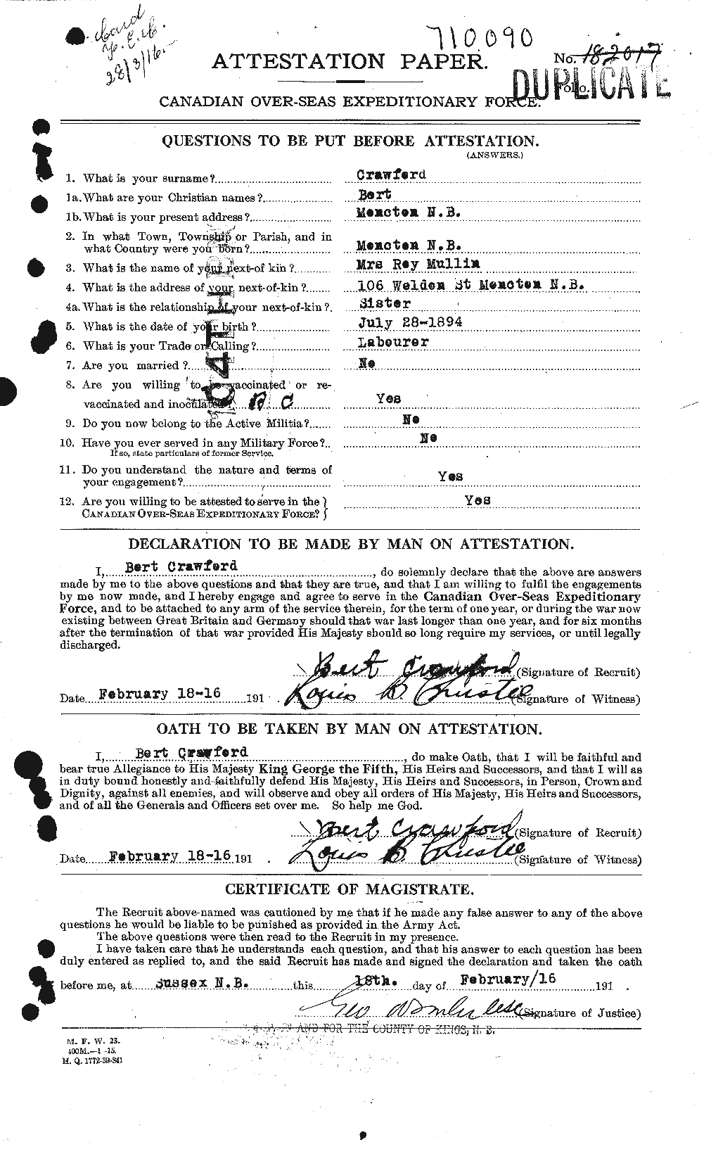 Personnel Records of the First World War - CEF 060919a