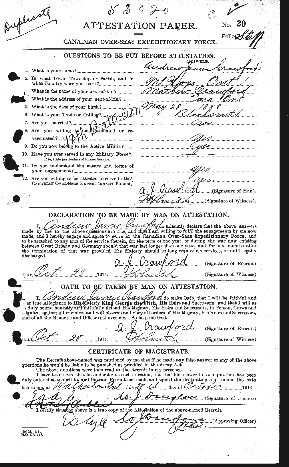 Personnel Records of the First World War - CEF 060943a