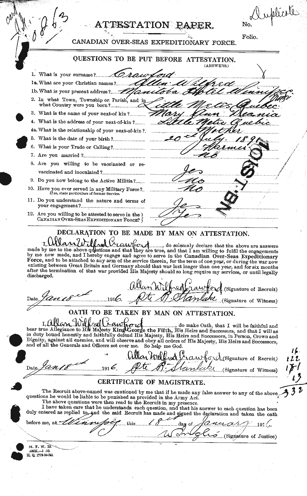 Personnel Records of the First World War - CEF 060947a