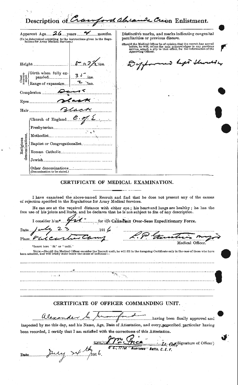 Dossiers du Personnel de la Première Guerre mondiale - CEC 060959b