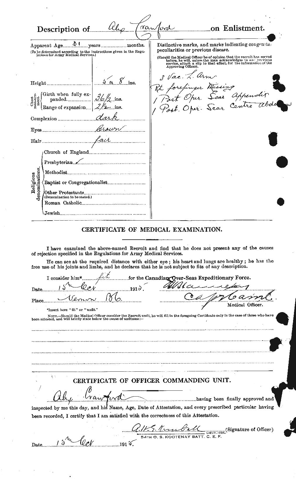 Dossiers du Personnel de la Première Guerre mondiale - CEC 060963b