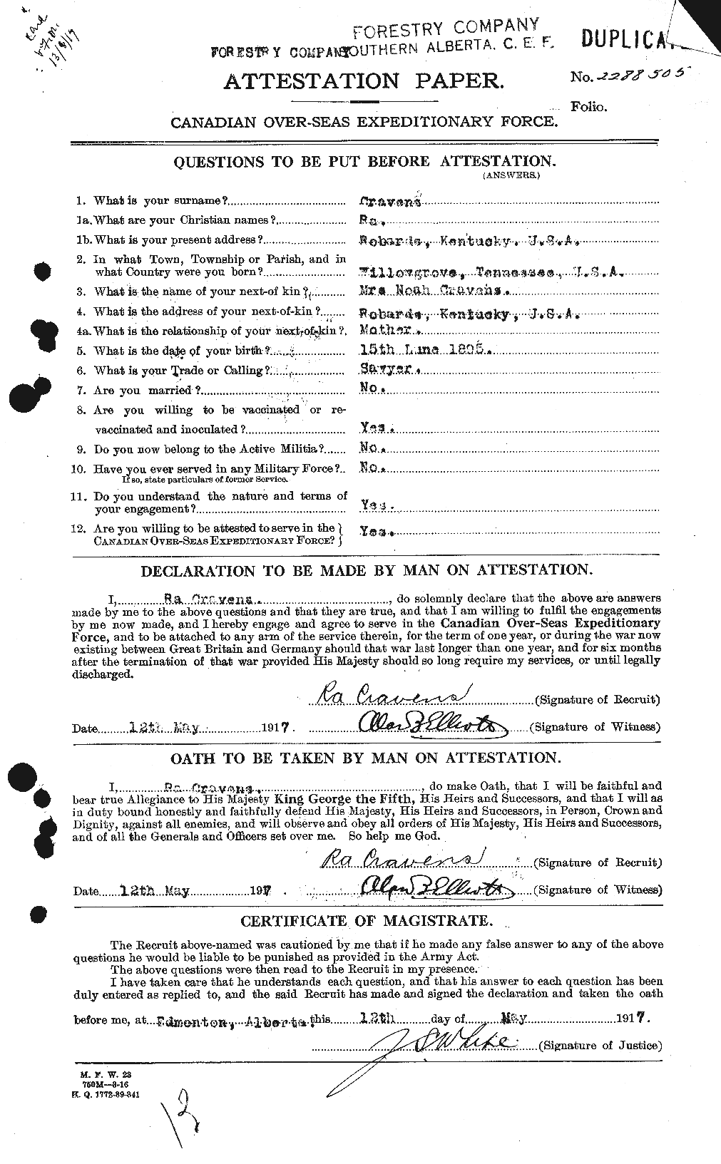 Personnel Records of the First World War - CEF 061041a