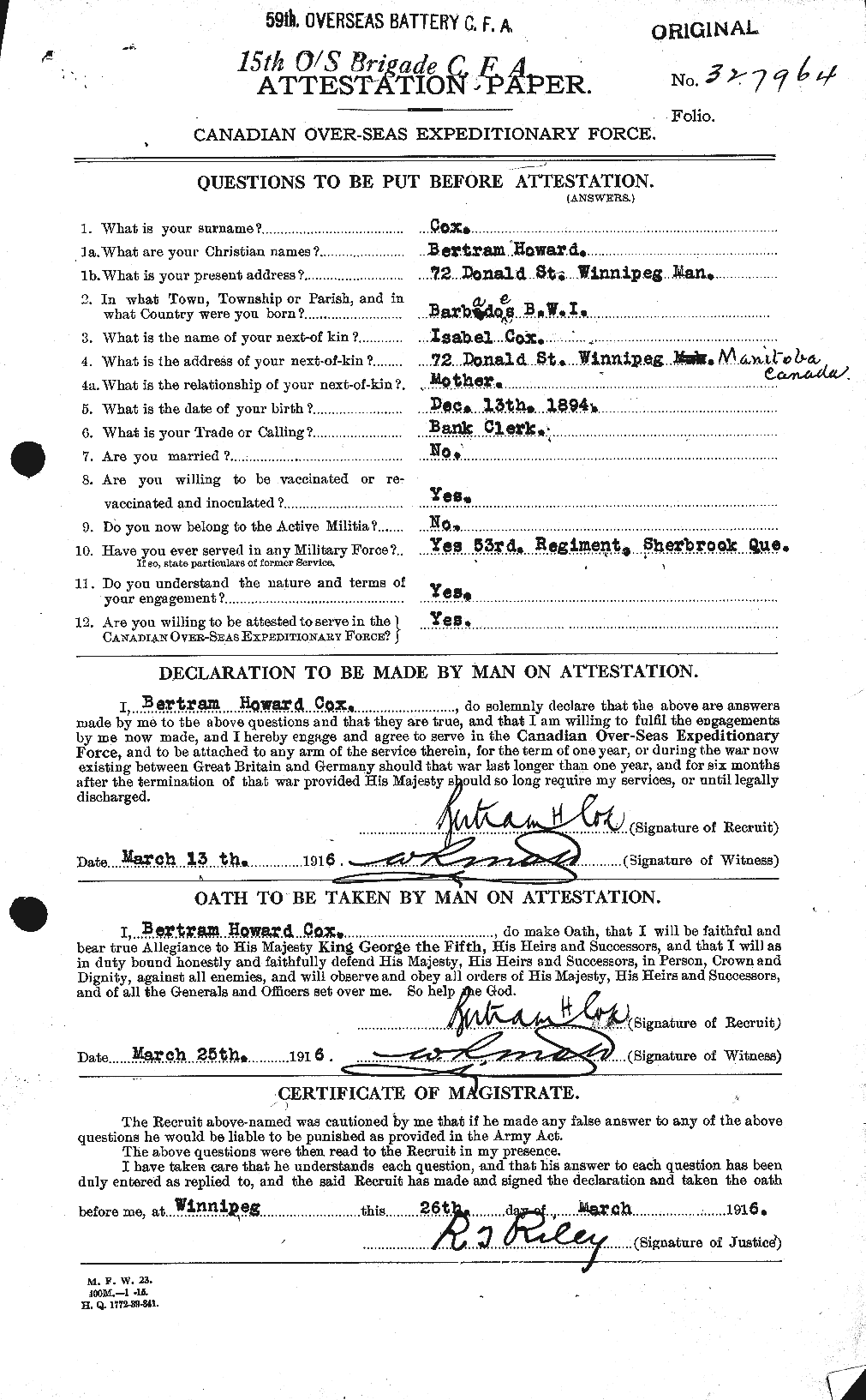 Personnel Records of the First World War - CEF 061100a