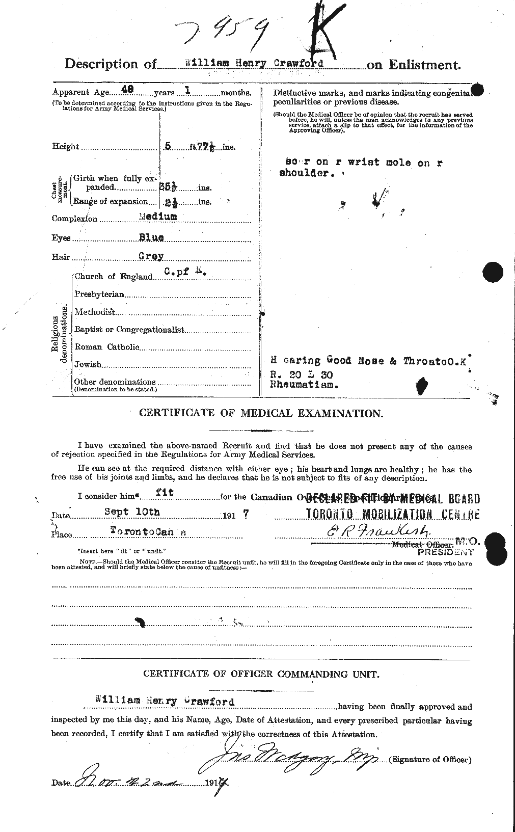 Dossiers du Personnel de la Première Guerre mondiale - CEC 061137b