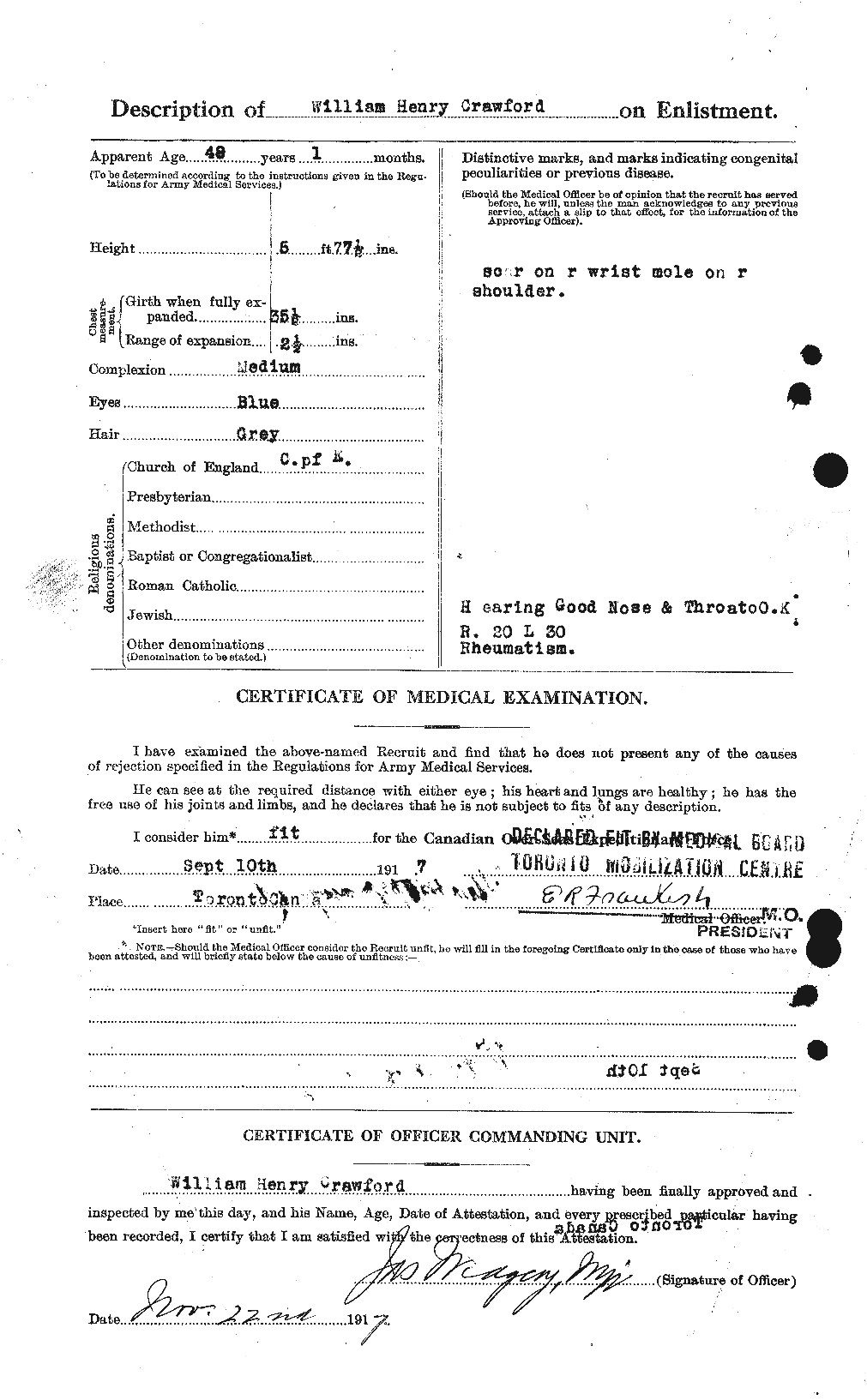 Dossiers du Personnel de la Première Guerre mondiale - CEC 061139b